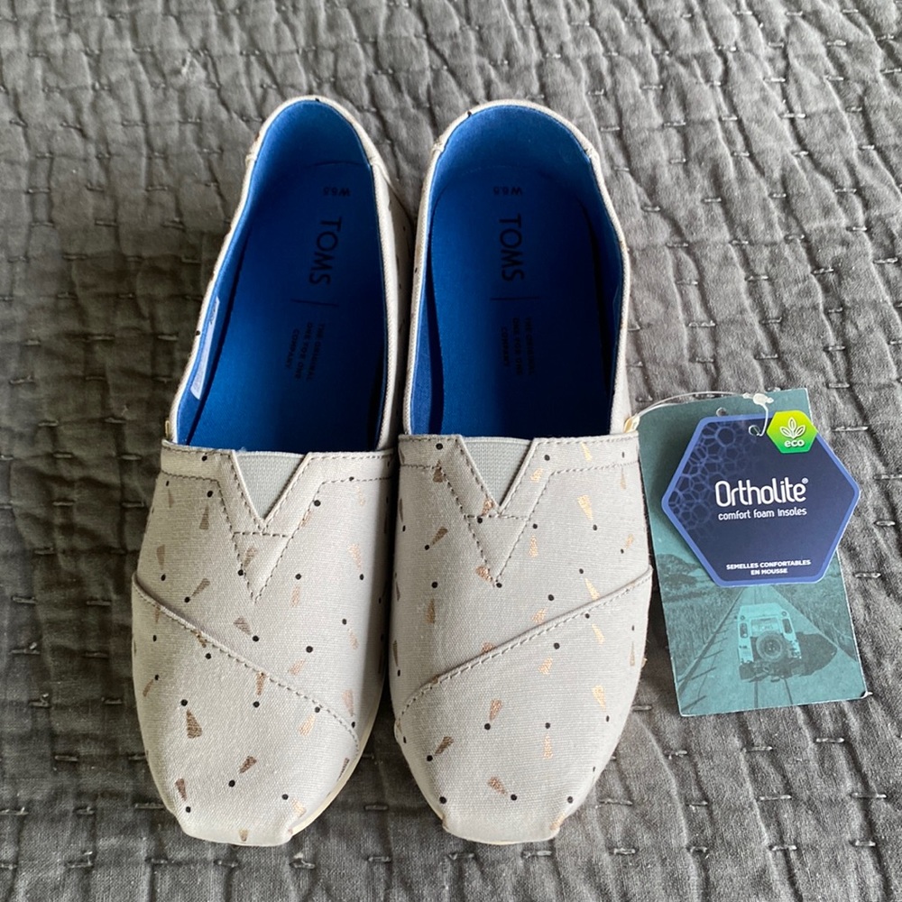 Toms Women Classic Glacier Grey Exclamation Dot Size 6.5 NWT